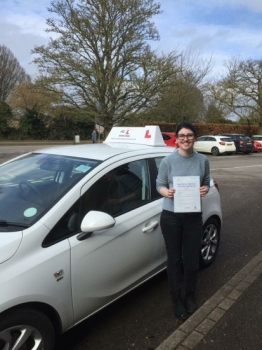 Congratulation to Rhiannon Barton from Ely who passed 1st time with just 1 minor fault in Cambridge on the 5-3-18 after taking driving lessons with MRL Driving School