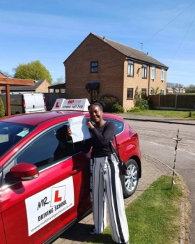 Congratulations to Noma Dube from Gt.Abington who passed her driving test 1st time in Bury St Edmunds on the 22-4-21 after taking driving lessons with MR.L Driving School.