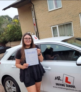 Congratulations to India from Newmarket who passed 1st time in Cambridge on the 9-9-21 after taking driving lessons with MR.L Driving School....