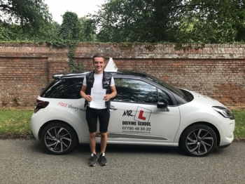 Congratulations to Charlie Jones from Cheveley who passed his driving test 1st time on the 21-7-17 in Cambridge after taking driving lessons with MR.L Driving School....