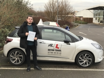 Congratulations to Jamed Doughty who passed his driving test 1st time in Cambridge on the 9-12-16 after a 40hr intensive course